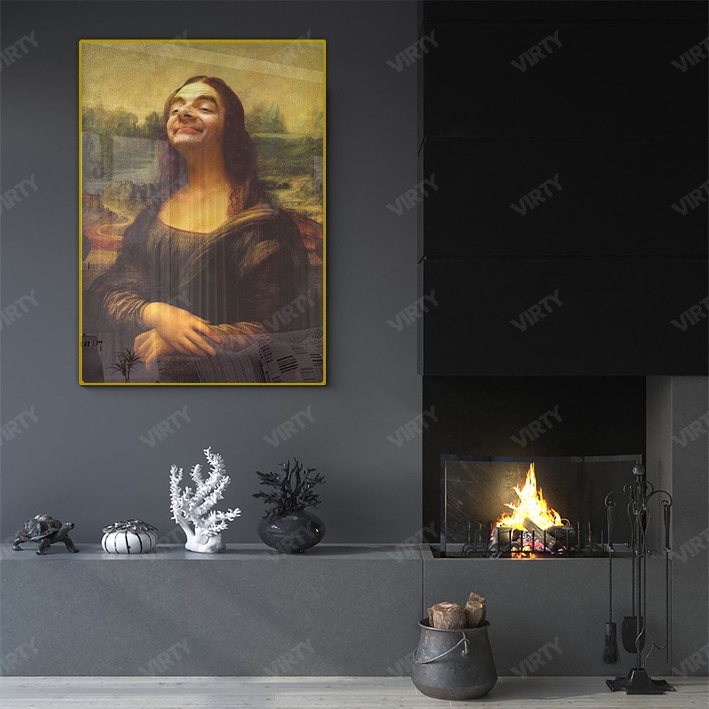 [Freeship Extra] Tranh canvas decor Mona Lisa Bean Troll Art