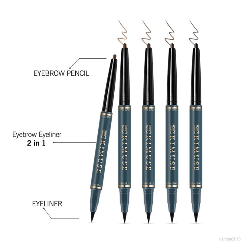 Bút Kẻ Lông Mày Kiêm Bút Kẻ Mắt Dạng Lỏng KIMUSE 2 Trong 1 Mềm Mượt Chống Thấm Nước Lâu Trôi