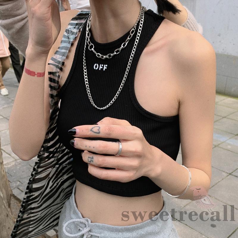 Áo thun nữ không tay cổ tròn in chữ