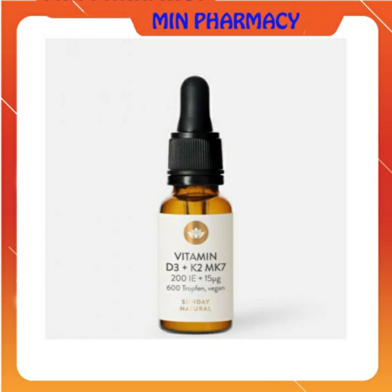 Vitamin D3 K2 Mk7 Sunday Natural 20ml Đức [Date 2023]