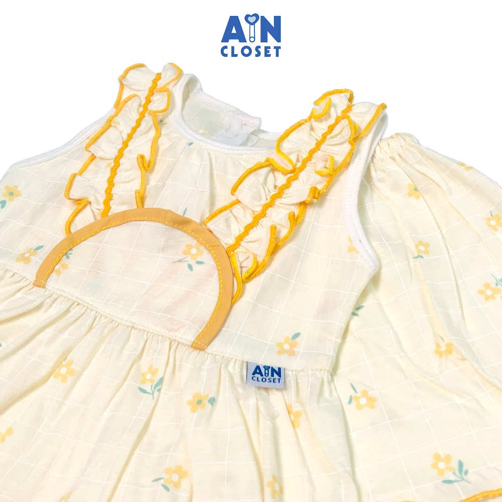 Bộ quần áo ngắn bé gái hoạ tiết Hoa Huỳnh liên vàng thun giấy - AICDBG6PNPIQ - AIN Closet
