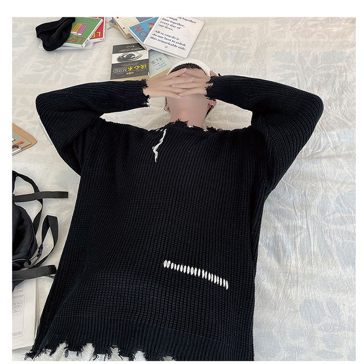Áo sweater phối rách phong cách đường phố thời trang thu đông cho cặp đôi