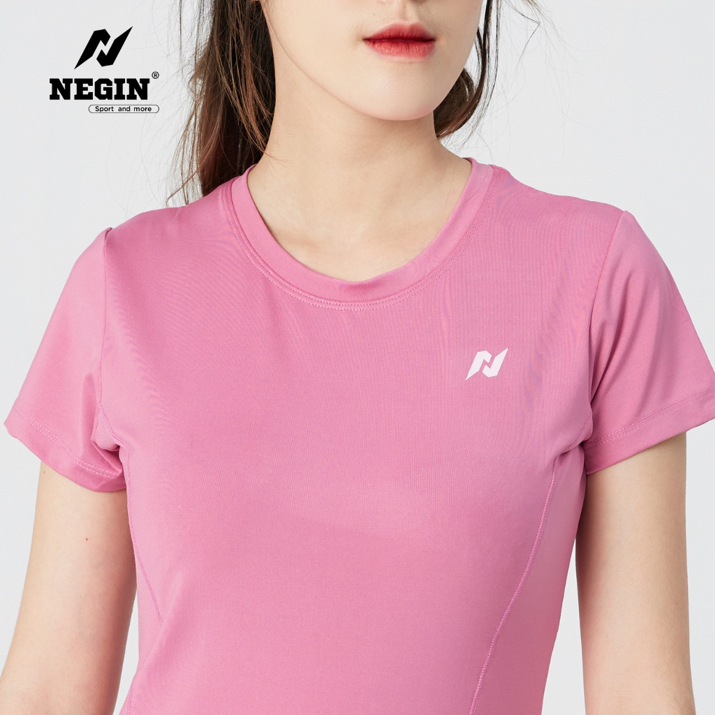 Áo Thun T-Shirt Nữ NEGIN Thiết Kế Cổ Tròn Ngắn Tay Form Ôm Body, Chất Vải Co Giãn Thoáng Mát AN348W