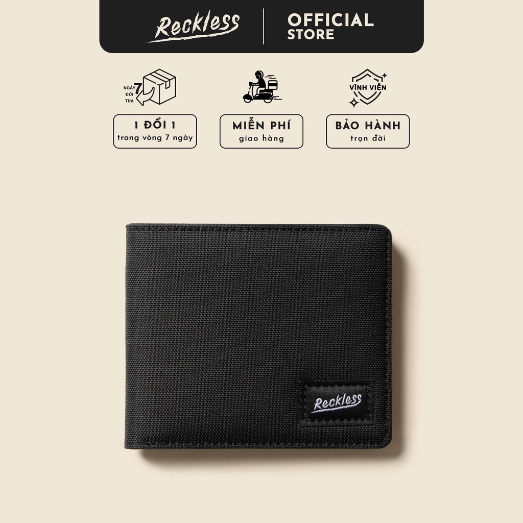 Ví Vải Gập Ngang Màu Trơn Bifold Reckless (3 Màu) - John Wallet - Vải Polyester Kháng Nước