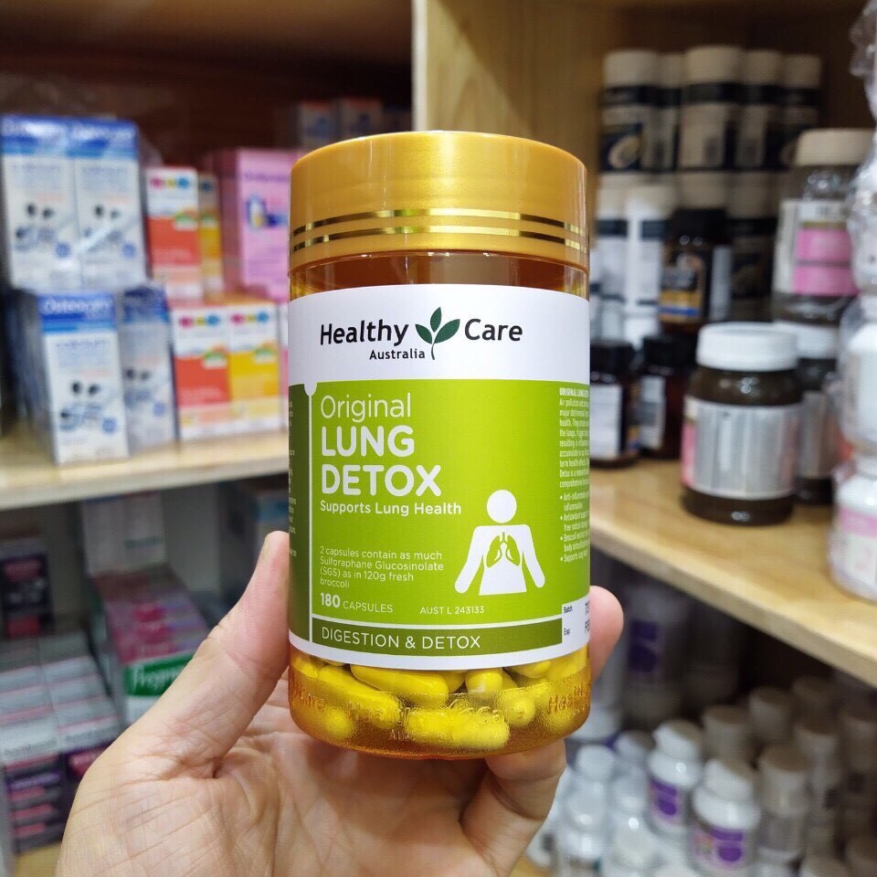Viên uống thải độc phổi Lung Detox của Healthy Care 180 viên của Úc