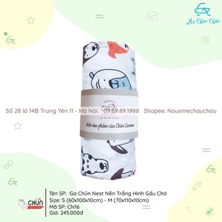 MCC Chũn Nest - Ga Chũn Trải Giường Cũi Hoạ Tiết Gấu Chó (2 Size S(60*100*10) - Size M(70*110*10) - Đặt Size Theo Cũi)