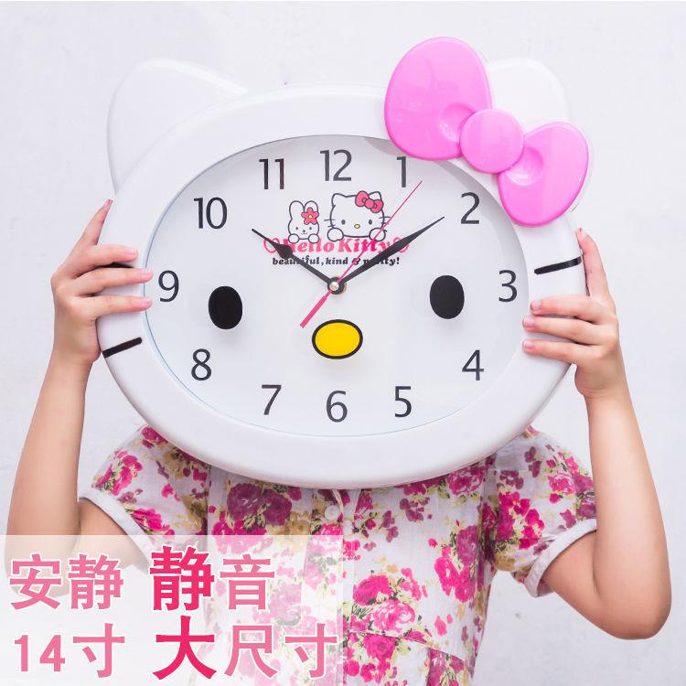 Đồng Hồ Treo Tường Hình Mèo Hello Kitty Dễ Thương