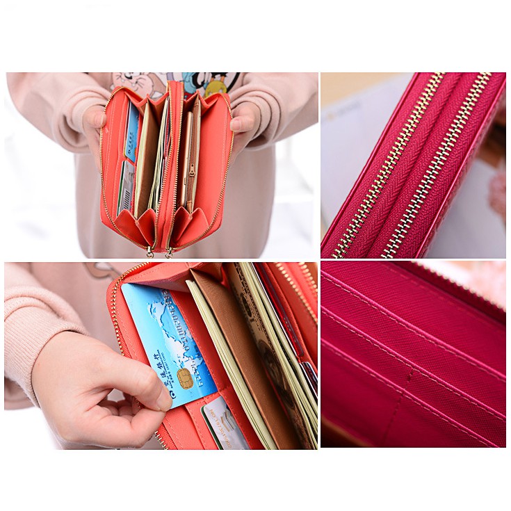 [ Xả Kho Giá Tốt ] Ví Nữ Cầm Tay Nhiều Ngăn Vân Cá Sấu Sang Chảnh Cho Chị Em Dễ Phối Đồ Đi Chơi
