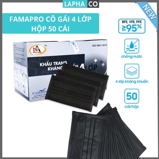 Khẩu trang y tế Famapro Cô gái 4 lớp kháng khuẩn (50 cái/ hộp)