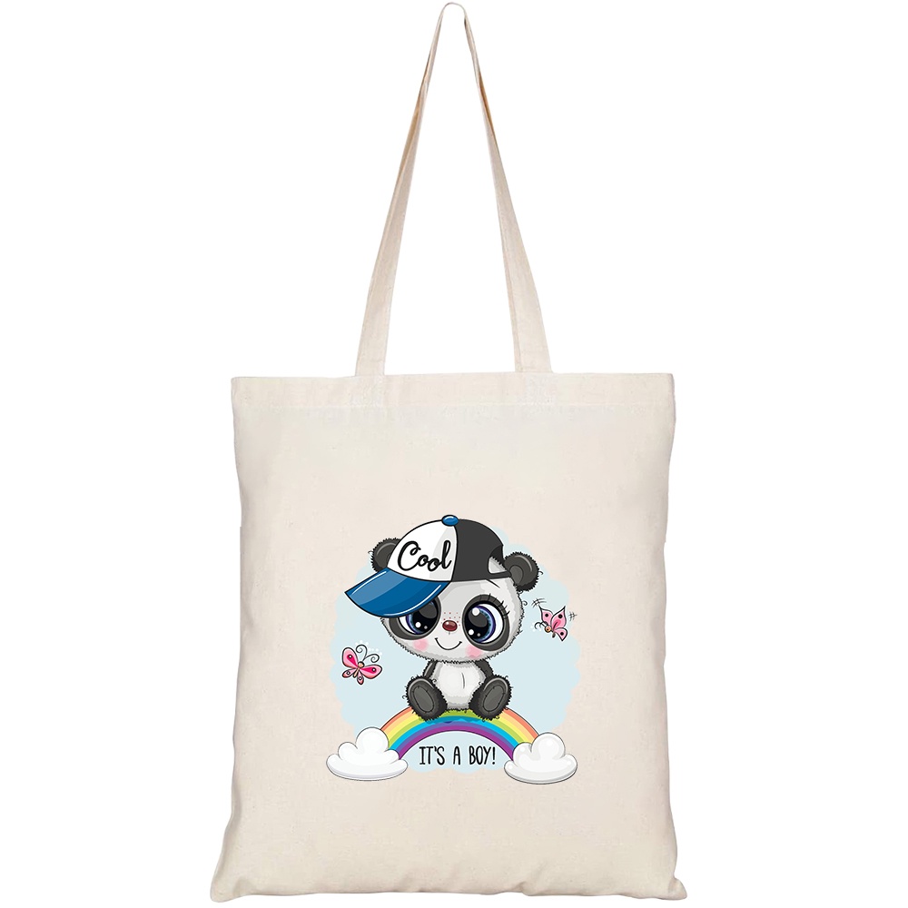 Túi vải tote canvas HTFashion in hình greeting card cute cartoon panda HT399