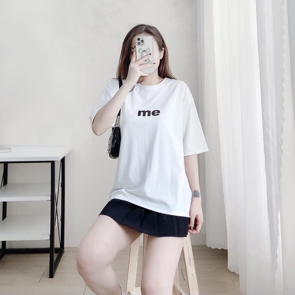 Áo Thun In Chữ Me Áo Thun Tay Lỡ Form Rộng Unisex 38-65kg Nam Nữ Phong Cách Ullzang