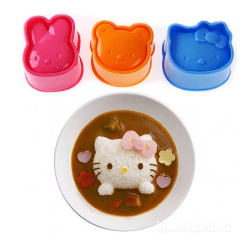Bộ 3 khuôn cơm cho bé, khuôn làm bánh, đậu hũ non, ép trứng cho bé ăn dặm ngon miệng