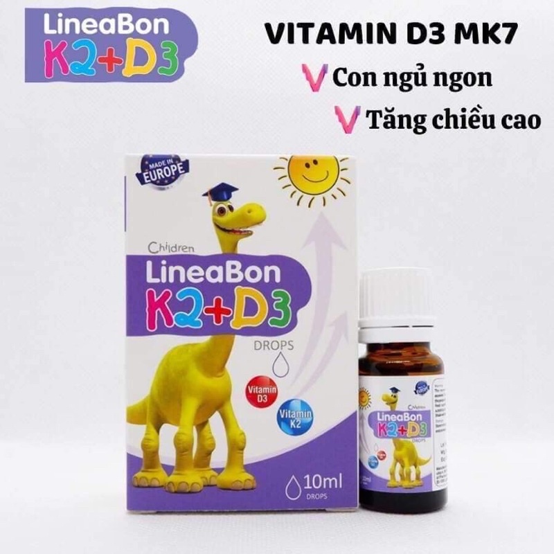Vitamin D3K2 Lineabon chai 10ml -tăng chiều cao cho bé chính hãng