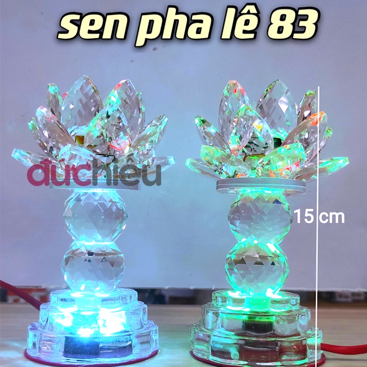 2 đèn bàn thờ hoa sen pha lê trang trí bàn gia tiên , thờ phật , thờ cúng ông bà - Đức Hiếu Shop