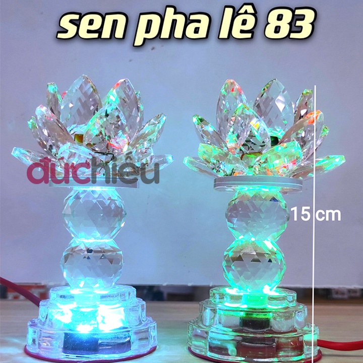 [ Hàng bao đẹp ] 2 đèn bàn thờ hoa sen pha lê trang trí bàn gia tiên , thờ phật , thờ cúng ông bà - Đức Hiếu Shop