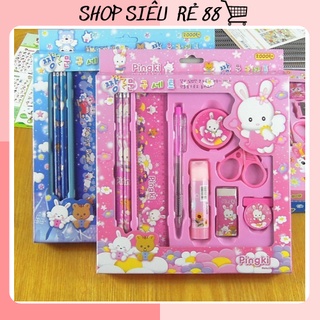Bộ dụng cụ học tập 9 món họa tiết hoạt hình dễ thương cho bé 88022 SHOP SIÊU RẺ