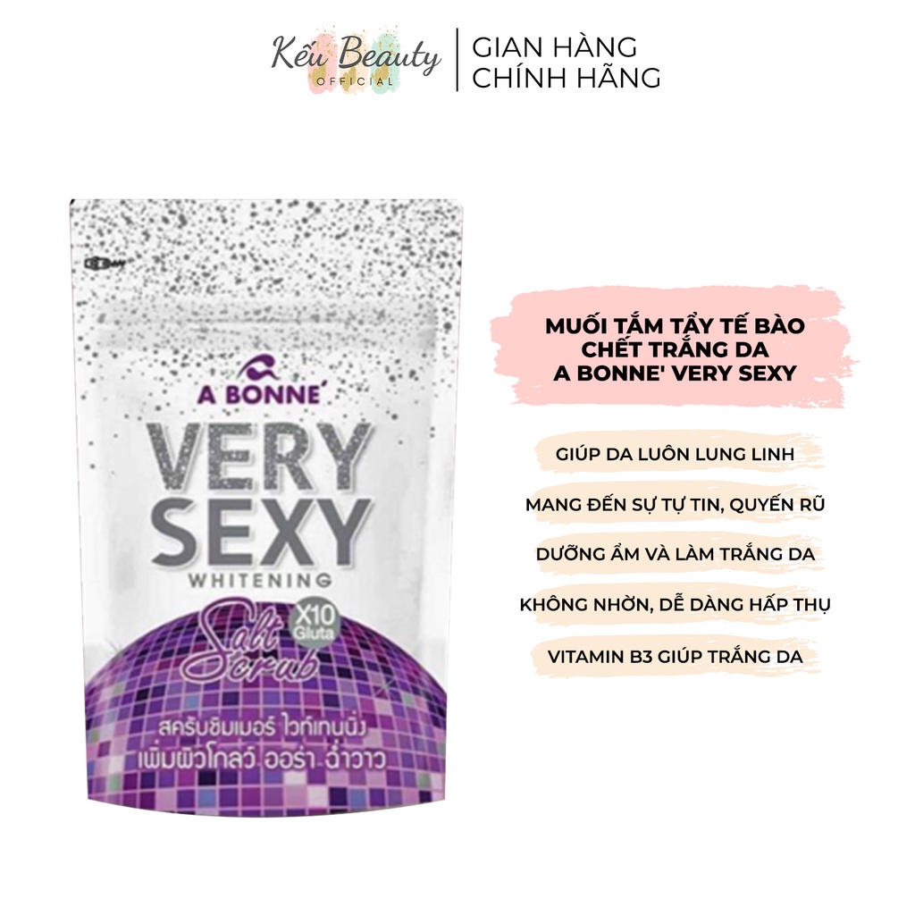 Muối tắm tẩy da chết trắng da A Bonne Very Sexy Whitening Salt Crub 120gr (Ziplock)