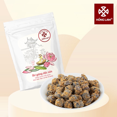 Ô Mai (Xí Muội) Mơ Gừng Đặc Sản Hồng Lam túi zip 80g Vị Chua Mặn Ngọt Dẻo Gừng