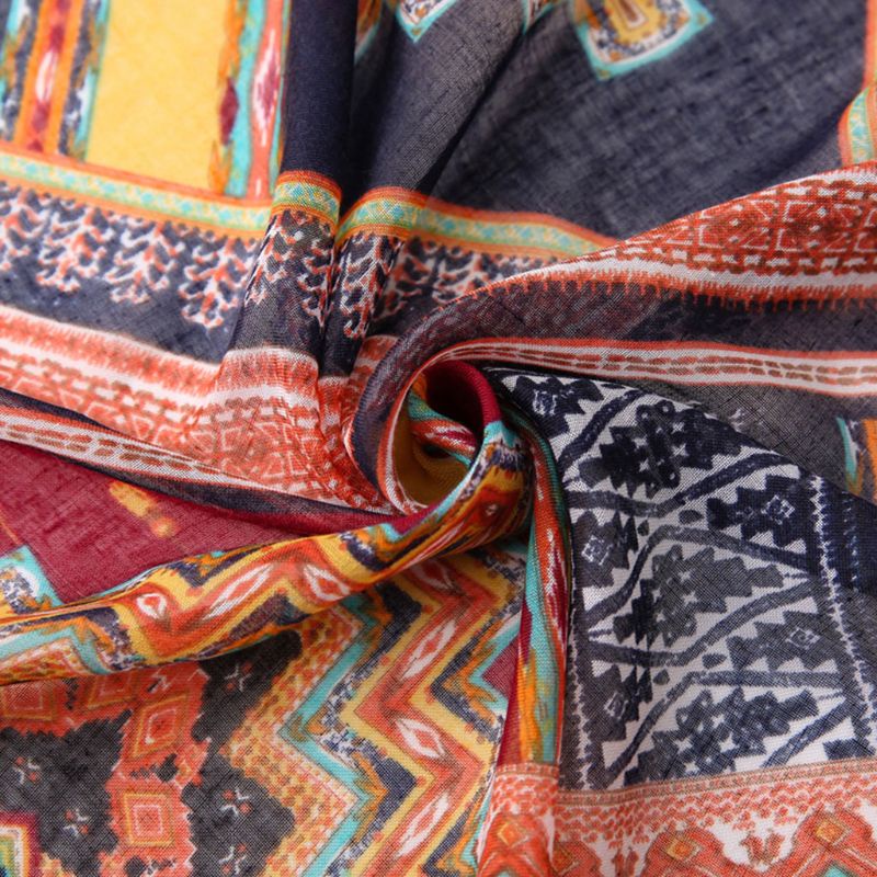 Khăn Choàng Cổ Chống Nắng In Họa Tiết Hình Học Nhiều Màu Sắc Phong Cách Bohemian Cổ Điển Thời Trang Đi Biển