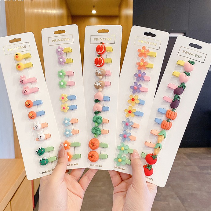 Set 10 kẹp tóc kiểu hoạt hình xinh xắn cho bé gái
