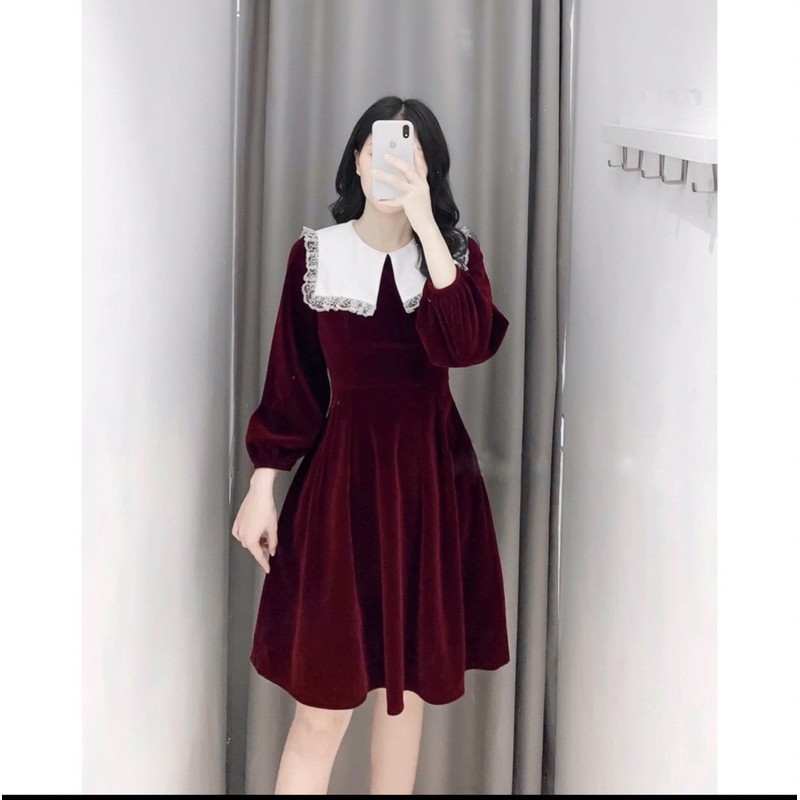 Thiết Kế chữ A tay chun xinh xắn, màu đỏ đầy may mắn