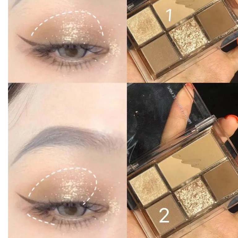 Bảng Mắt 6 Ô MEALEA Tông Màu Nâu Cam Vàng Nhũ Siêu HOTTREND | BigBuy360 - bigbuy360.vn