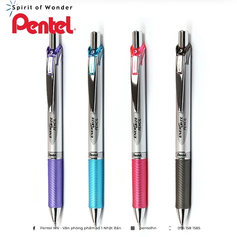Bút Chì Kim Pentel ENERGIZE Pencil PL75 0.5mm | Thiết Kế Sang Trọng | Tay Cầm Chống Trơn Trượt| Màu Ngẫu Nhiên