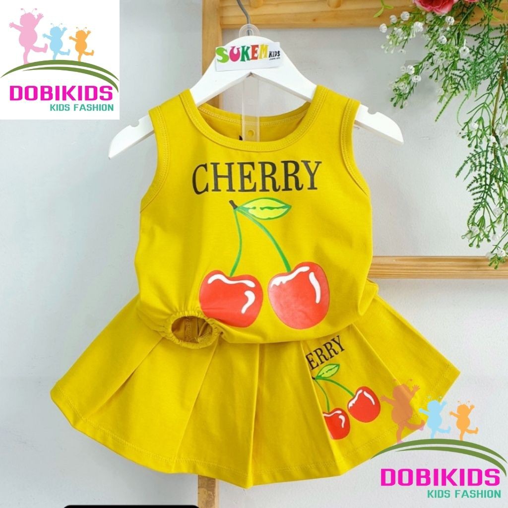 Dobikids - Set bộ bé gái quần váy cherry cotton SG chuẩn shop xịn 10-35kg