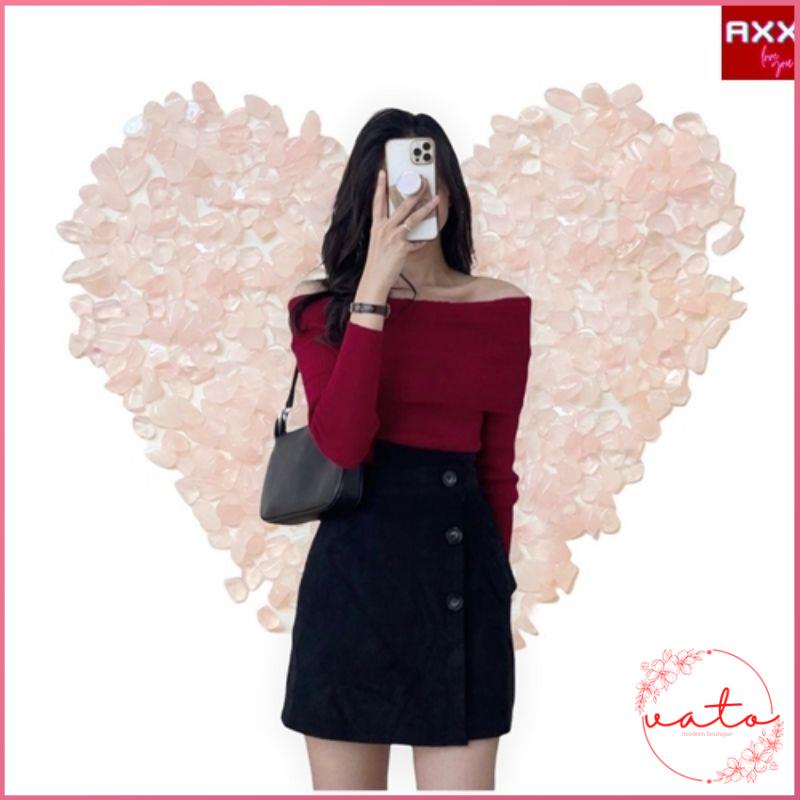 Set Áo Len Đỏ Trễ Vai Tay Dài Chân Váy Lệch Vạt Ulzzang Mặc Đi Chơi Tết  Thời Trang Nữ Đẹp | BigBuy360 - bigbuy360.vn