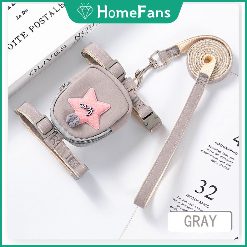 [HF] Dây Dắt Thú Cưng Đi Dạo Kèm Dây Dắt Màu Xanh Dương / Hồng / Xám / Vàng