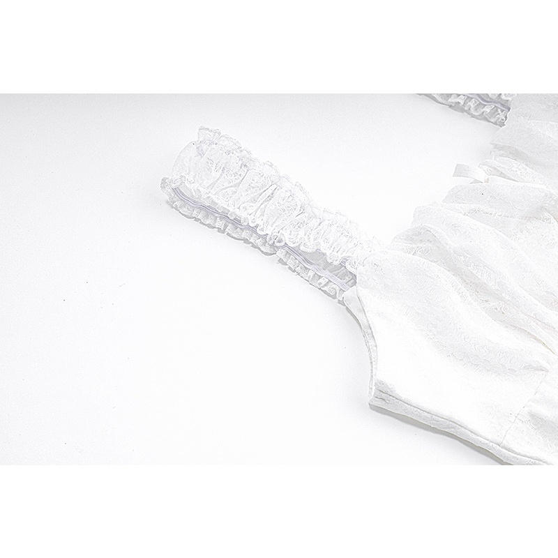 Đầm Cổ Vuông Phối Ren Hở Lưng Thiết Kế Ngọt Ngào Thời Trang Cho Nữ