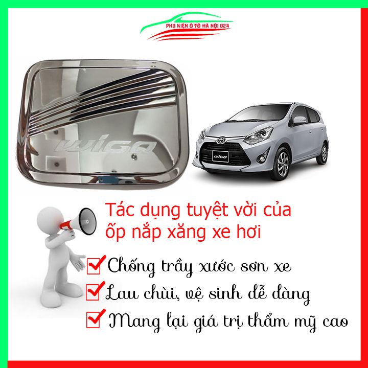 Ốp nắp xăng Wigo 2018-2023 mạ crom bảo vệ chống trầy trang trí ô tô