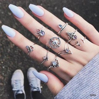 Set 9 chiếc nhẫn đeo khớp ngón tay phong cách Bohemian cá tính cho nữ