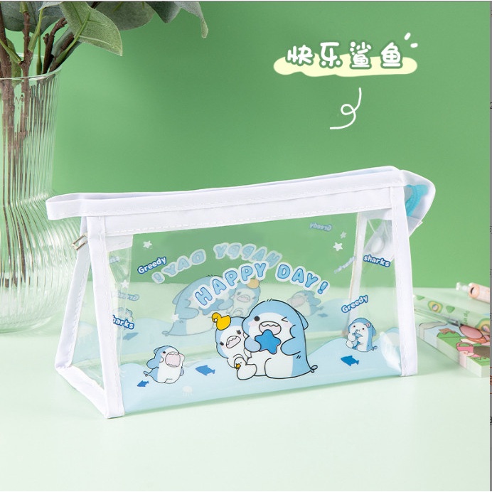 Túi đựng bút đồ trang điểm trong suốt hình thú siêu đáng yêu TBTRO299