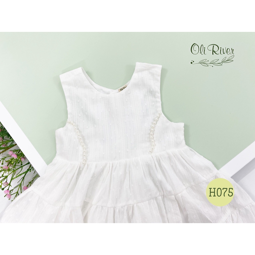 Váy bé gái sát nách cổ tròn dáng suông