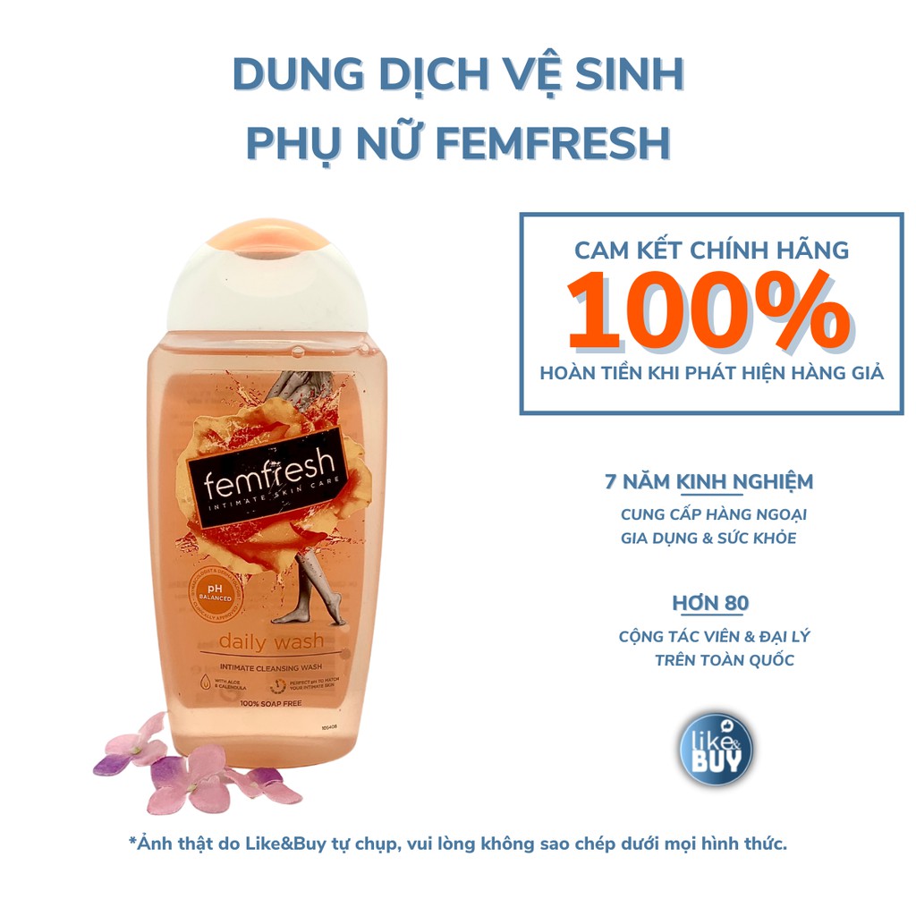 Dung dịch vệ sinh phụ nữ Femfresh Intimate Skin Care Daily Wash cho cả nam &amp; nữ 250ml - hàng nôi địa Anh