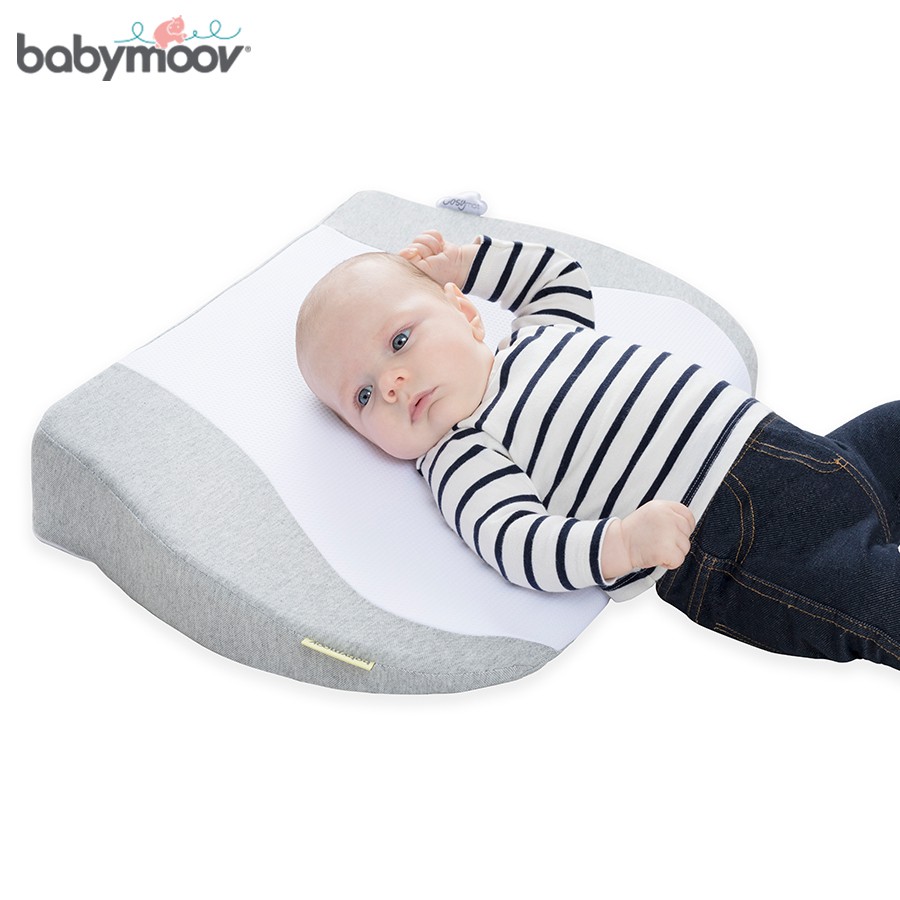 [CHUBBYSHOP] Gối chống trào ngược cho bé Babymoov màu ghi trắng chính hãng