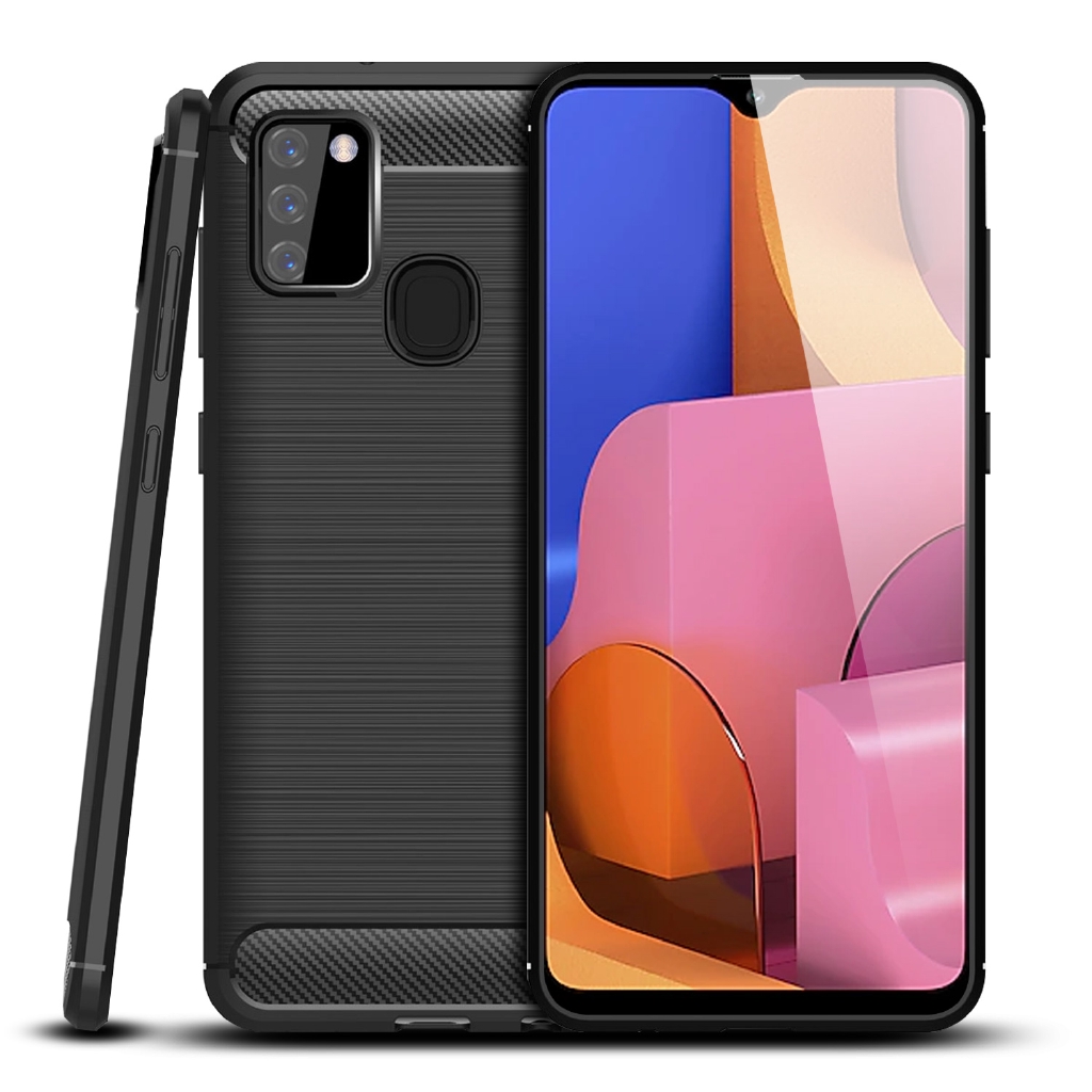 Ốp điện thoại silicon sợi carbon bảo vệ cho Samsung Galaxy A21s