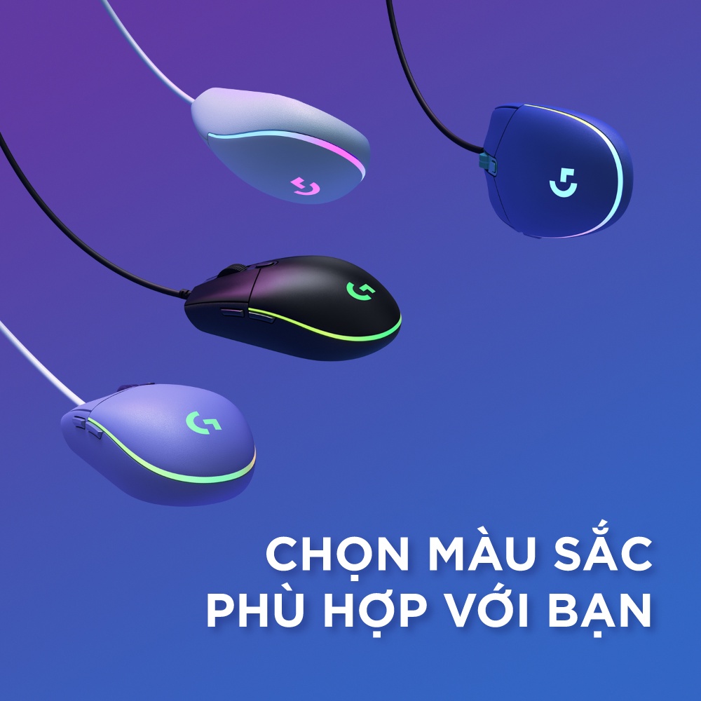 [Mã ELLOGIWL5 giảm 10% đơn 500K] Chuột game có dây Logitech G203 Lightsync - Tùy chỉnh RGB, 6 nút lập trình, nhẹ