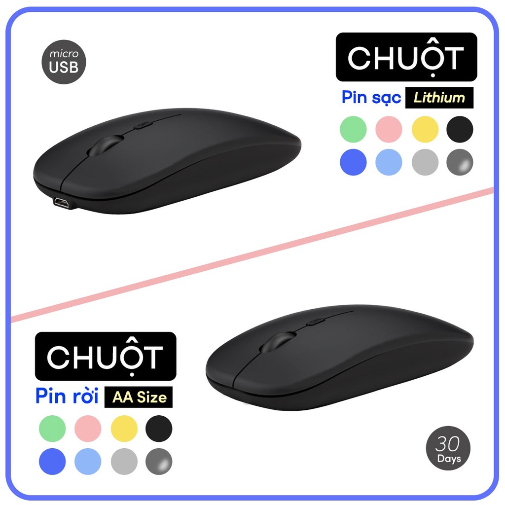 Chuột Bluetooth cho Laptop, Máy tính, Máy tính bảng, Điện thoại - iOS Android Window SP Mới BH 1 Năm