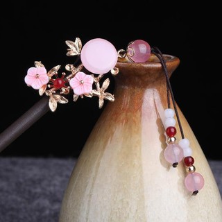 Trâm cài tóc trâm gỗ cổ trang hồng nhật hoa