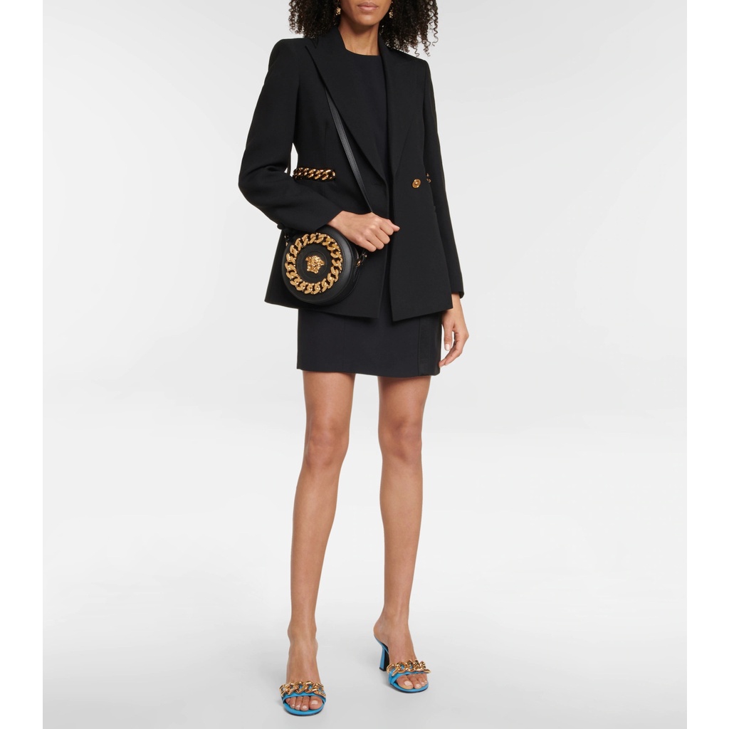 Dép Sandal Cao Gót Mũi Tròn Đế Dày Phối Dây Xích Kim Loại Thời Trang Mùa Hè Hàng Mới Dành Cho Bạn Nữ 2022