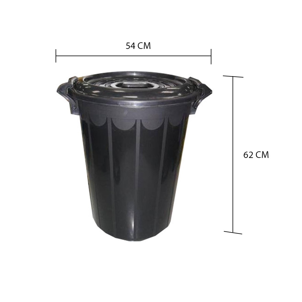 HomeBase ACCO Xô bằng nhựa có nắp 66L Thái Lan W54xH62xD49 màu đen