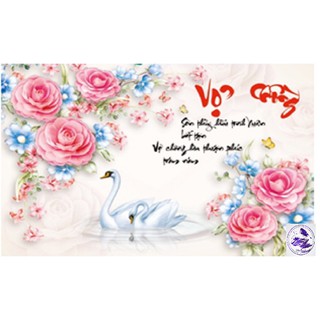 Tranh đính đá thiên nga Vợ chồng. Kích thước:69x50cm