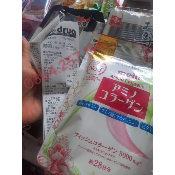 Bột collagen Meiji màu hồng 214g nội địa Nhật chính hãng