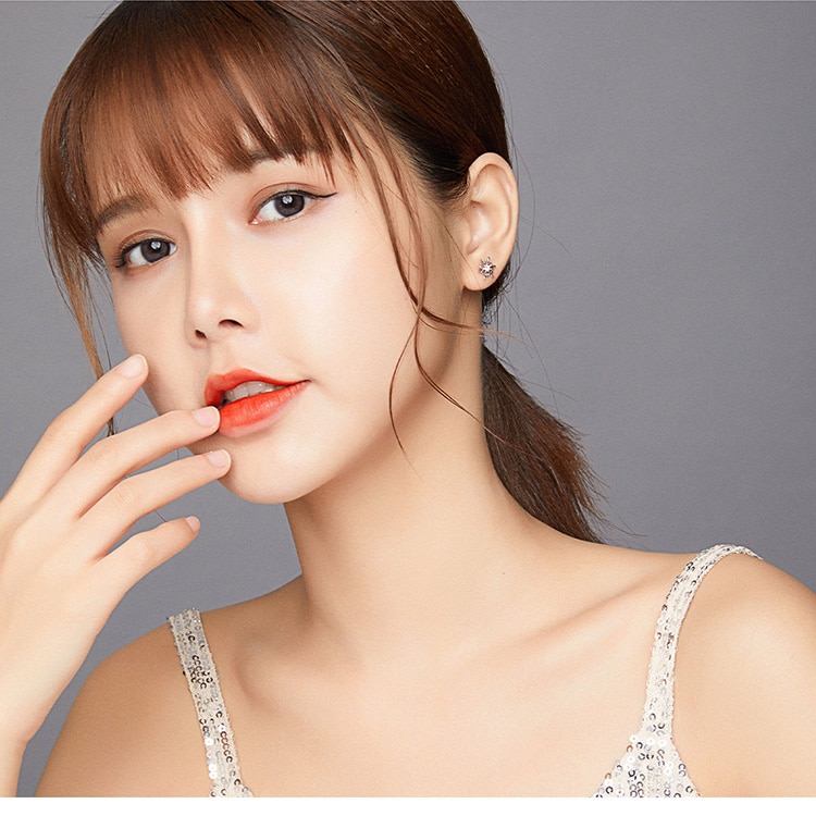 BAMOER Bông Tai bạc 925 Hình Hoa Tuyết Phong Cách Hàn Quốc BSE424