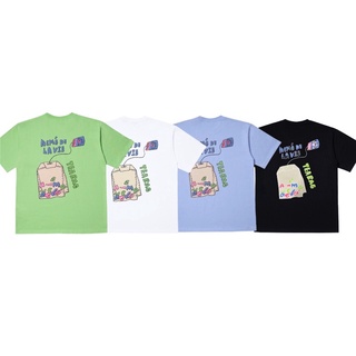 Áo Thun Cotton Tay Ngắn Dáng Rộng In Hình Túi Trà Acme De La Vie Thời Trang Cho Cặp Đôi