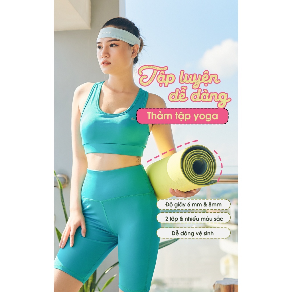 Thảm Tập Yoga Gym Thể Dục Tại Nhà TPE Chống Trượt 2 Lớp Dày 6mm Chất Liệu Cao Su Non Cao Cấp EvaSport