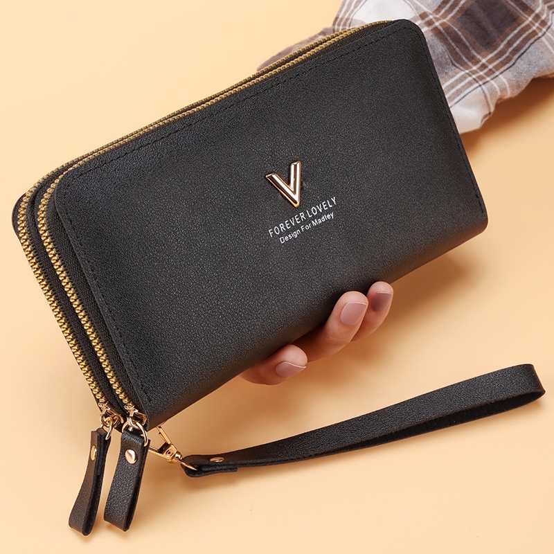 Ví nữ dài đẹp giá rẻ đựng tiền cầm tay thời trang chữ V QYANA STORE VD18