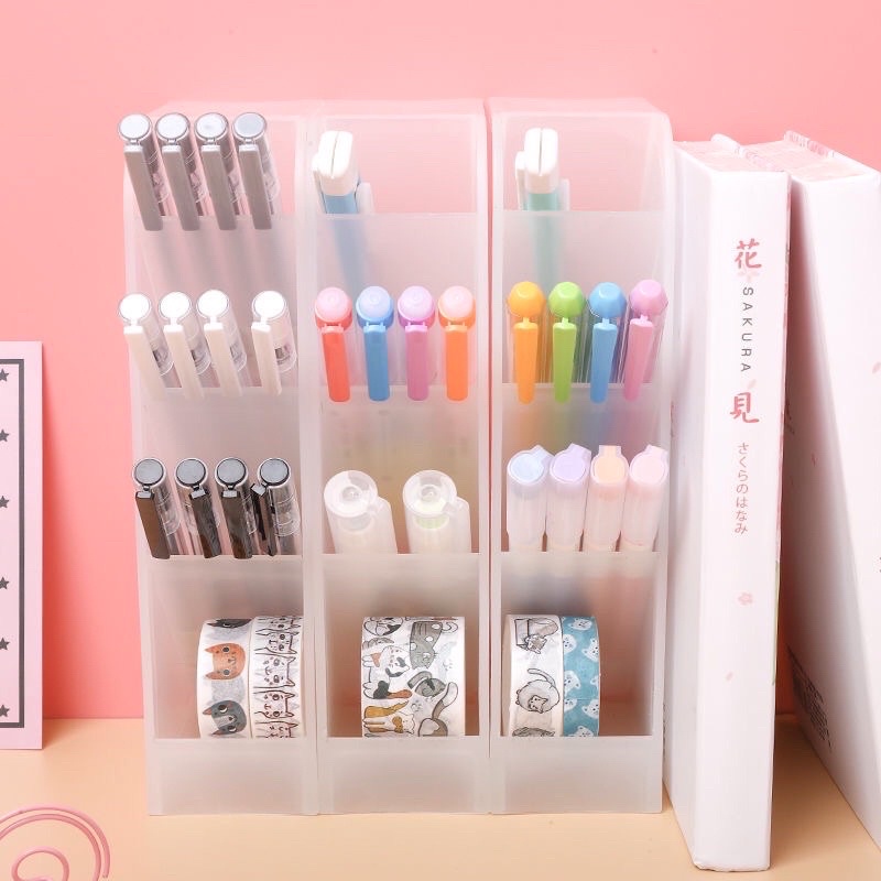 kệ đựng bút 4 tầng để bàn nhiều ngăn cute cho học sinh